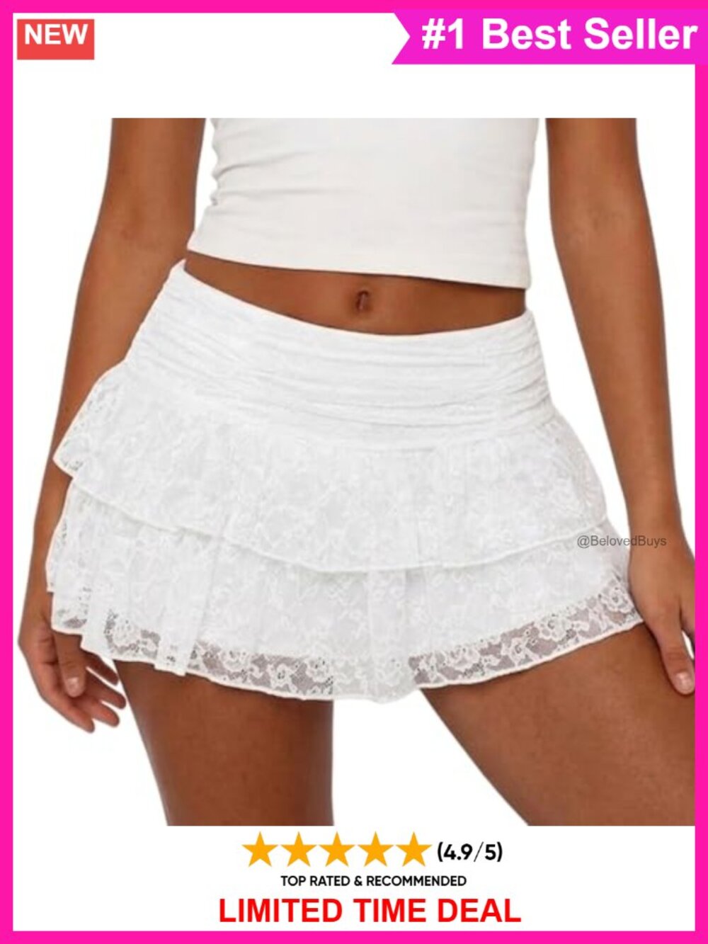 Y2K Lace Mini Skort Ruffle A-Line Layered Built-In Shorts Low Rise